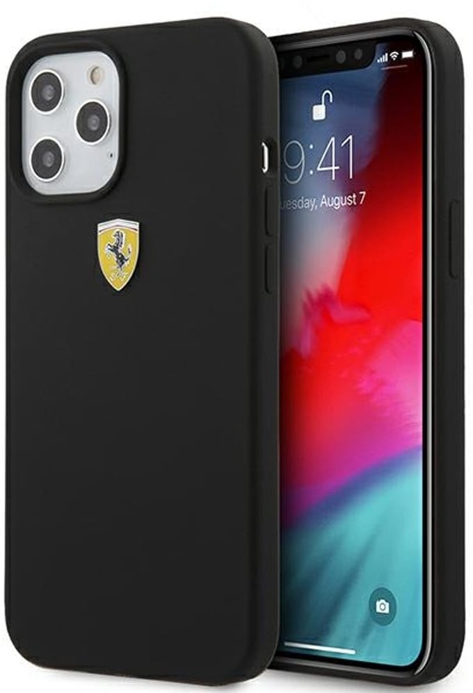 Ferrari On Track Serie - Siliconen Hoesje voor iPhone 12 Pro Max - Zwart - Elegant - Antislip