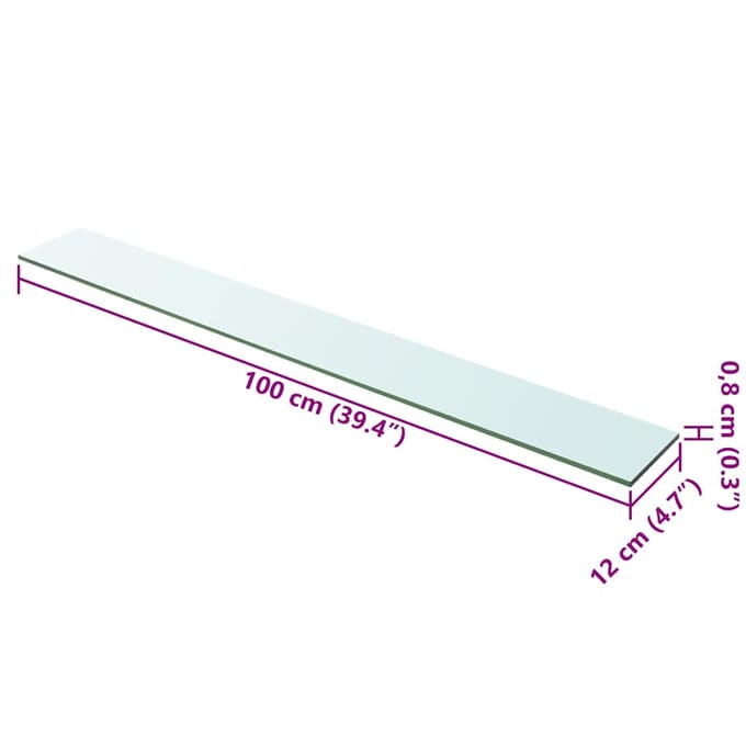 vidaXL - Wandschap - transparant - 100x12 - cm - glas