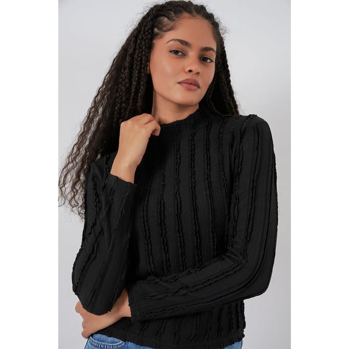 Gestructureerde Slim Fit Halve Col Blouse