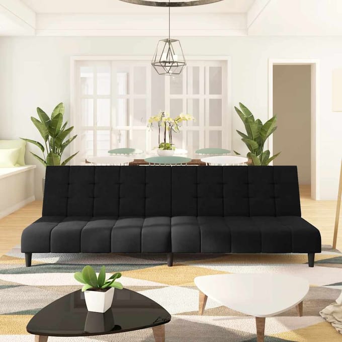 Vidaxl 2-Persoons Bank, Zwart, Bekleed met Fluweel