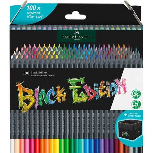 Fabercastell Castell Black Edition 100 kleurpotloden Super Soft Tekenen