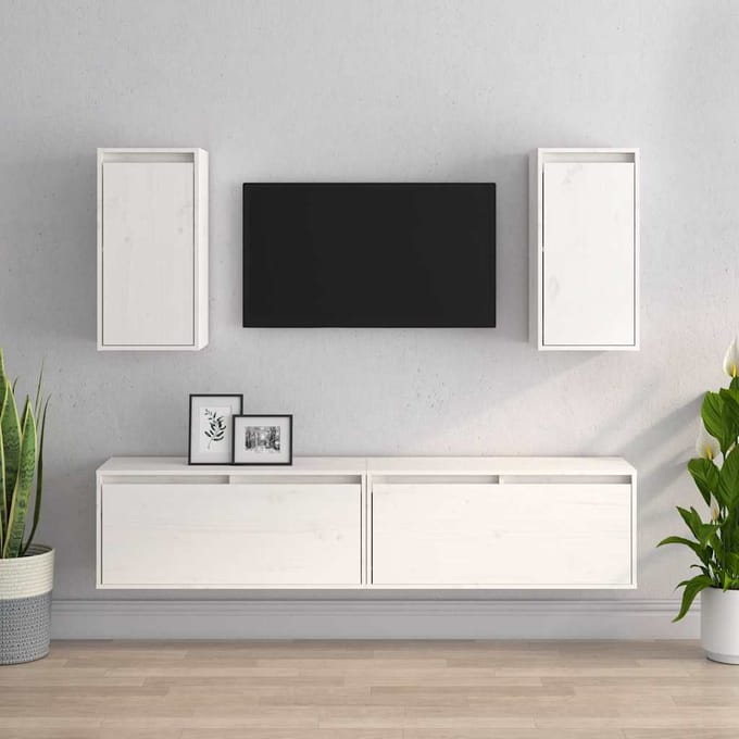 vidaXL - Tv-meubelen - 4 - st - massief - grenenhout - wit