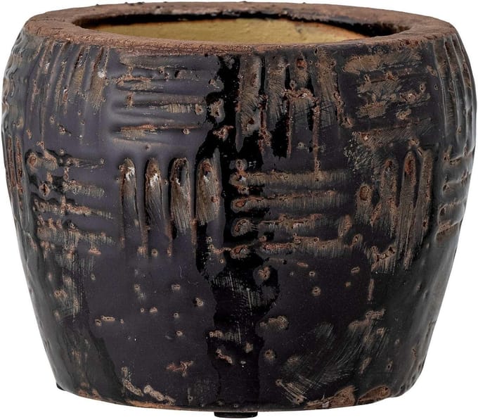 Bloomingville Bloempot terracotta zwart Muan 14cm