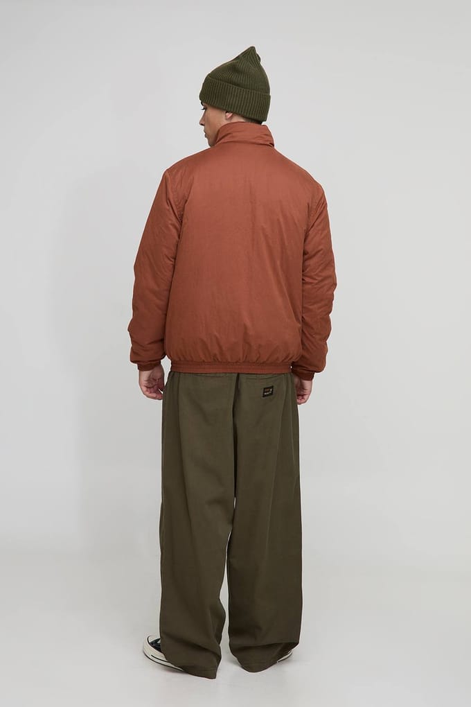 Regular Fit Funnel Neck Nylon Mono Padded Bomber Jacket | Chocolate | Size Medium
