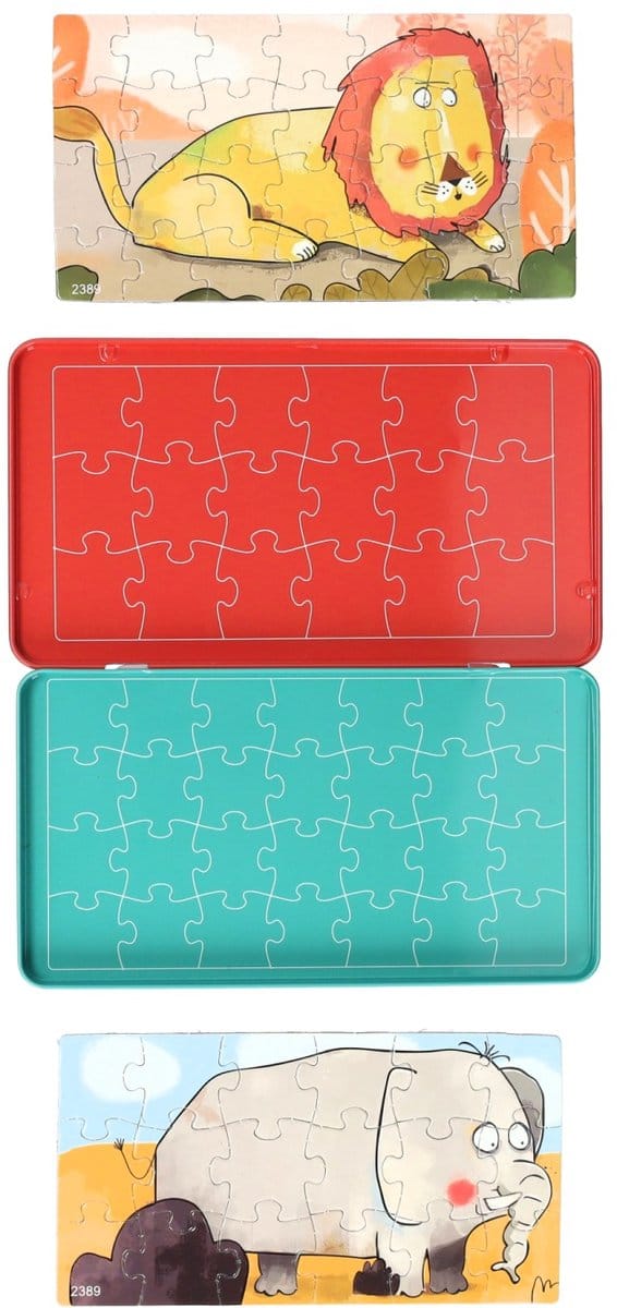 Magnetische Reisspel in Blik Dieren Puzzels, 18st.