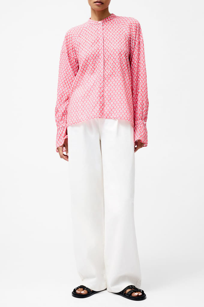 French Connection Abilene Fil Coupe Shirt Raspberry Pink Maat: L | Longsleeves Outlet | Dames | Roze