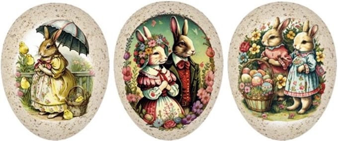 3x Ei karton Familie Konijn, 3 ass. 9cm