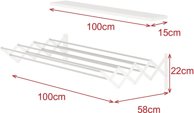 Uittrekbaar Wasrek - 100 cm - Wit - Ruimtebesparend