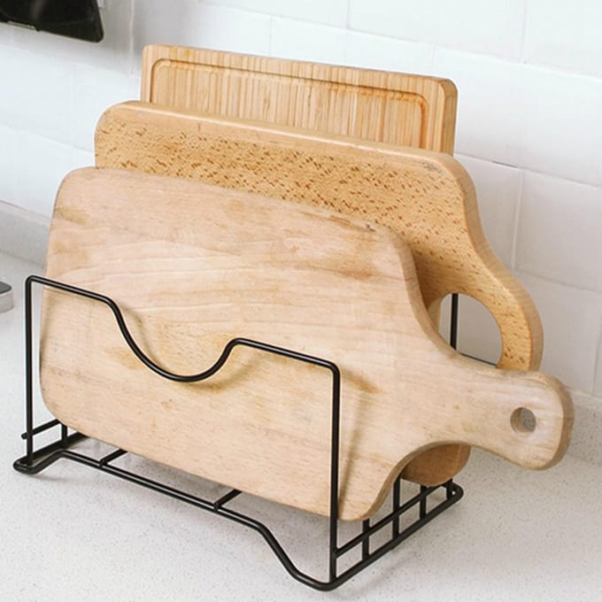 Support de couvercles de casseroles Fer Cuisine Support de rangement pour planches à découper Support de rangement multifonctionnel pour assiettes black