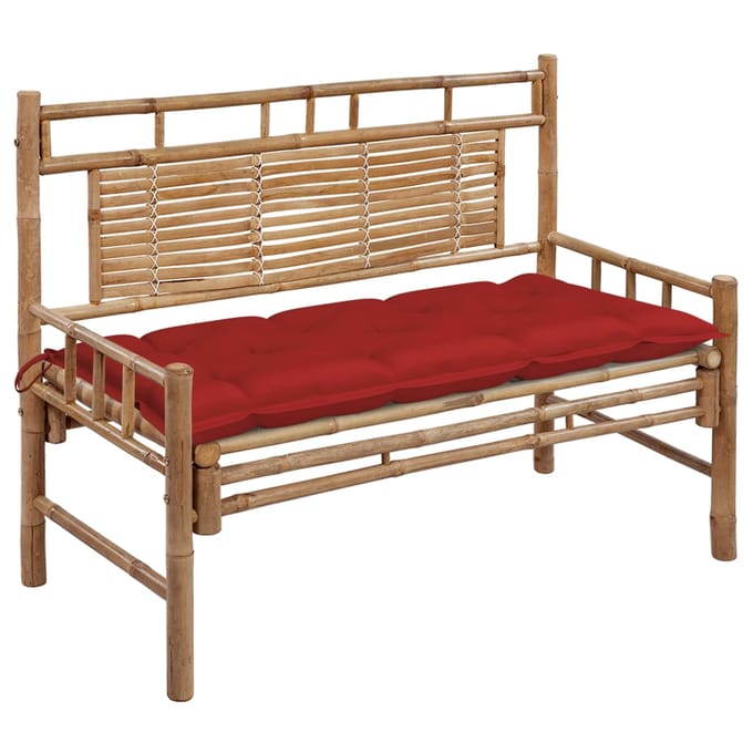vidaXL - Tuinbank - met - kussen - 120 - cm - bamboe