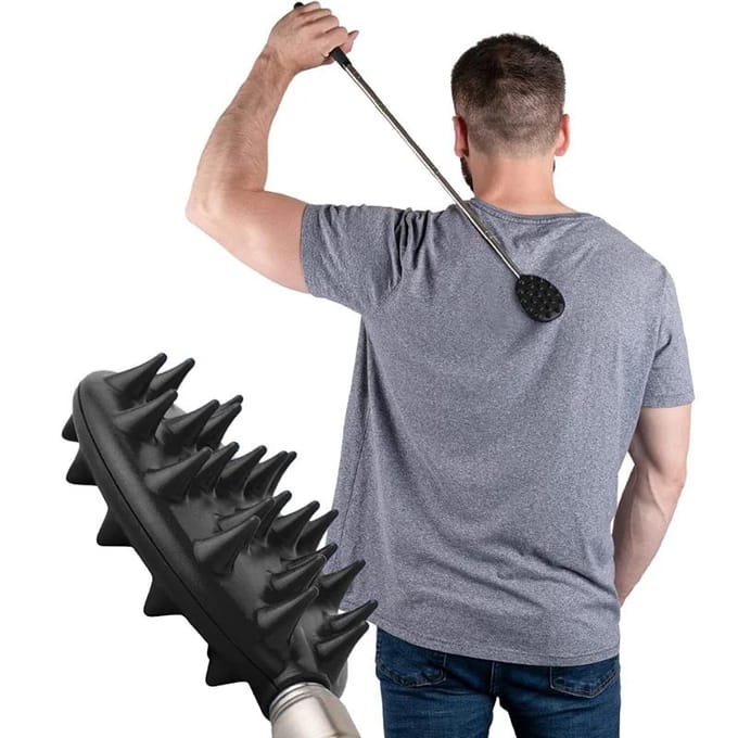 1 pièce de gratte-dos télescopique, kit de massage extensible pour soulager les démangeaisons et la relaxation black