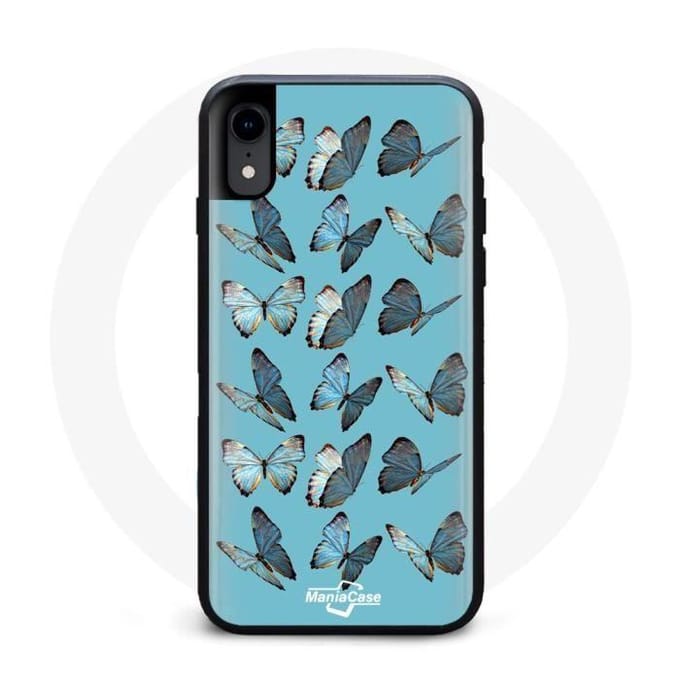 Coque Iphone X forêt papillons bleu
