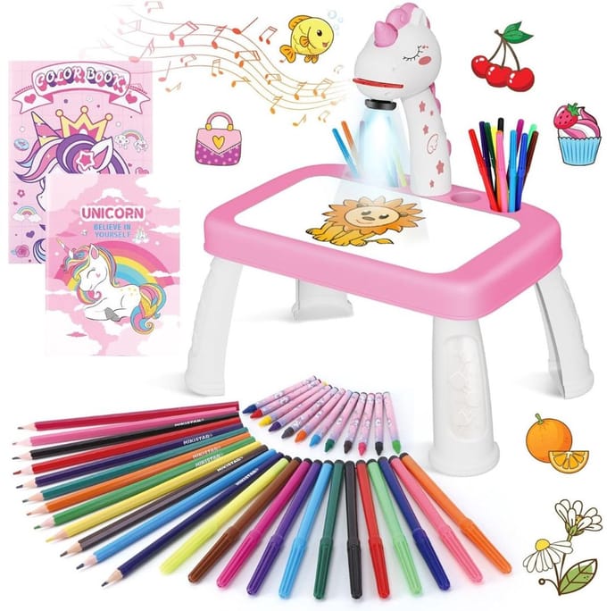 Zyrex® Tekenprojector - Kinder Tekenprojector - Tekenprojector Kinderen - Roze - 10cm x 39cm x 33cm