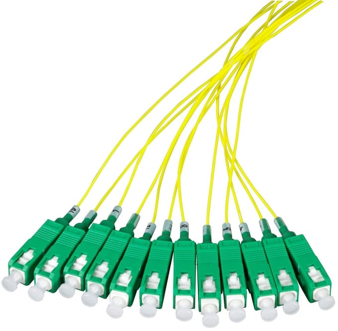 Danicom OS2 glasvezel pigtail geel SC/APC - 12 stuks