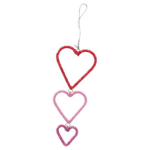 Rice kerst - kerstboomhanger beaded hearts
