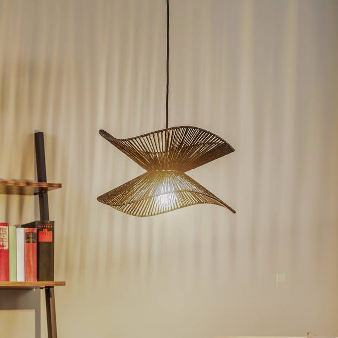 Lindby - hanglamp - 1licht - Papier, ijzer - H: 26 cm - E27 - zwart