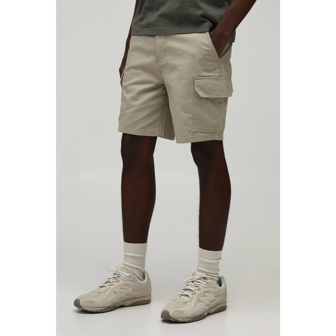 Essentiële Slim Fit Chino Shorts Met Vaste Tailleband | Stone | Size 40