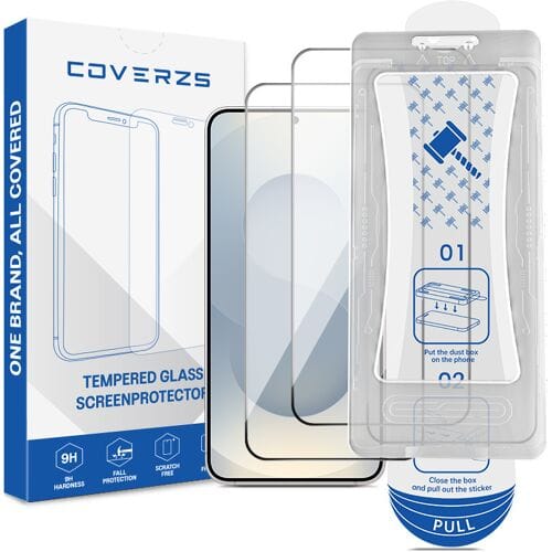 Coverzs Tempered Glass Screenprotector met Frame (2-Pack) geschikt voor Samsung Galaxy S24 Plus – Gehard Glas – Optimale Bescherming