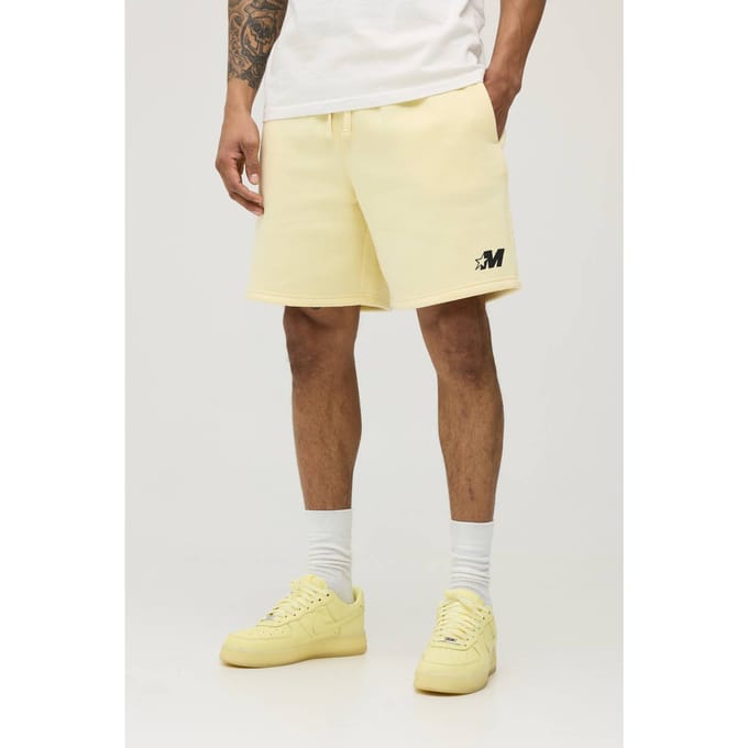Baggy Fit M Star Jersey Short | Yellow | Size Small
