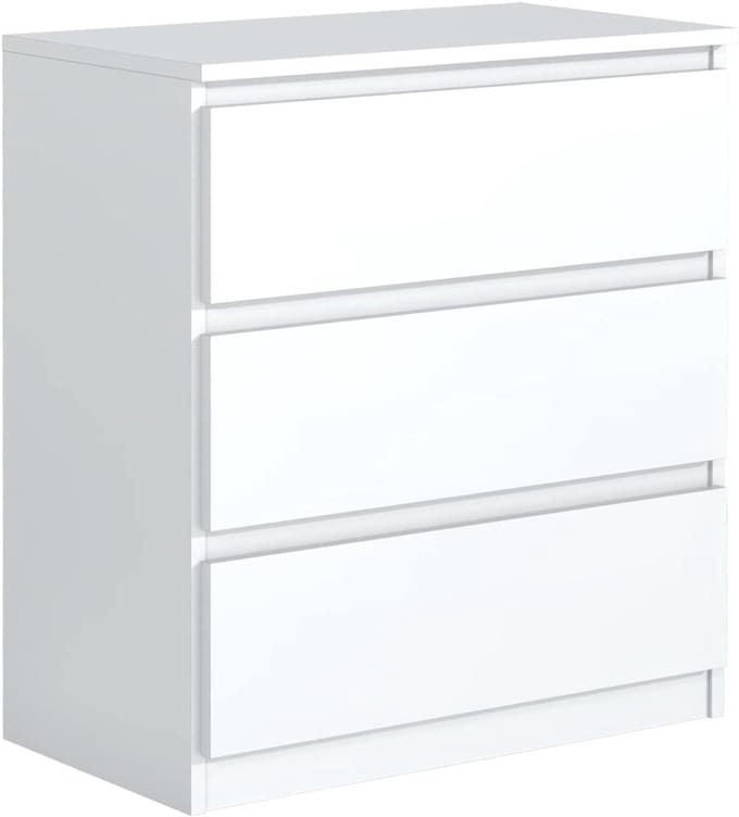 Ladekast met 3 laden - Opbergmeubel - Stijlvolle opslag - Modern elegant design - 70 x 78.5 cm - Wit