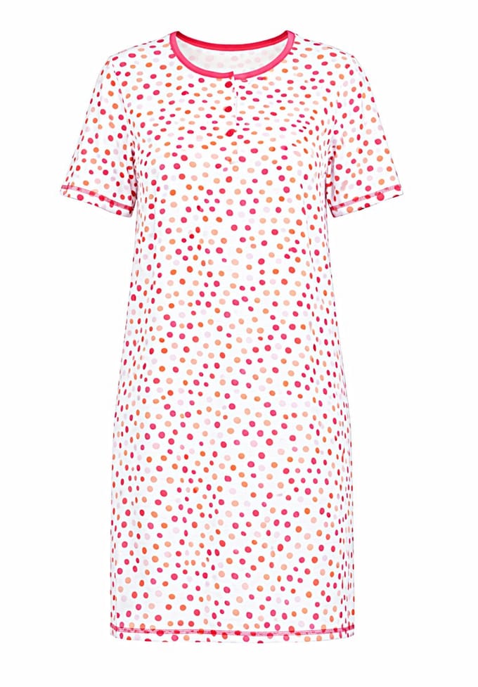 Comtessa - Dames Nachthemd – 100 cm – Pink Dots – 100% Katoen - Maat 44