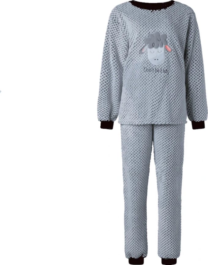 Cocodream dames huispak fleece - maat M - Lazy sheep - grijs