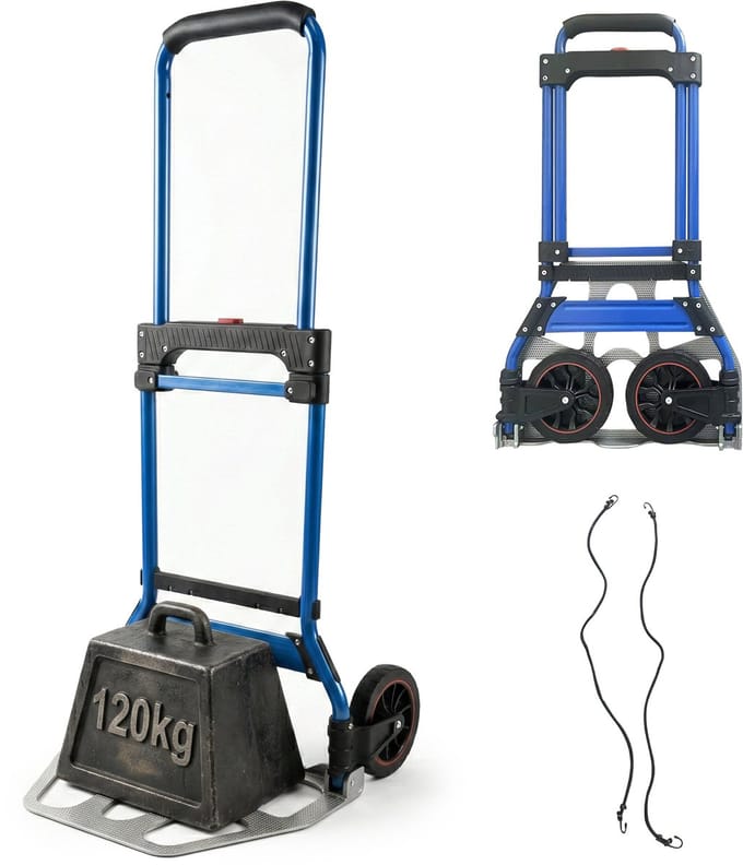 Steekwagen opvouwbaar - tot 120 kg - zilver-blauw