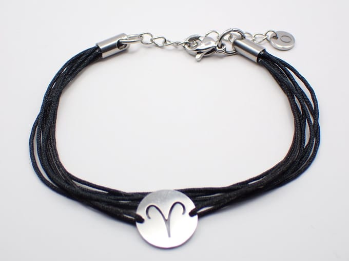 Colure® armband sterrenbeeld Ram zwart koord