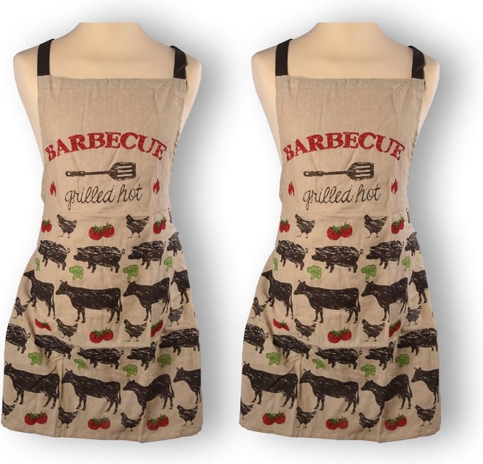 Schort- 100% Katoen -2 stuks- Koken & Barbecueën - 83cm Lang