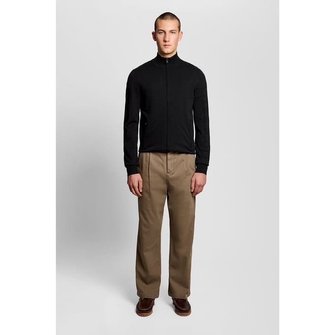 Lyle & Scott Mesh Logo Knitted Track Jacket Jet Black Größe: L | Pullover Outlet | Herren | Schwarz