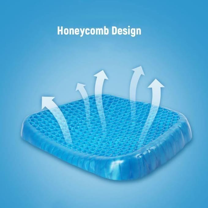 Gel zitkussen - LIXADA - Honingraat - Wasbare hoes - Antislip - 38x30x3.5cm zwart