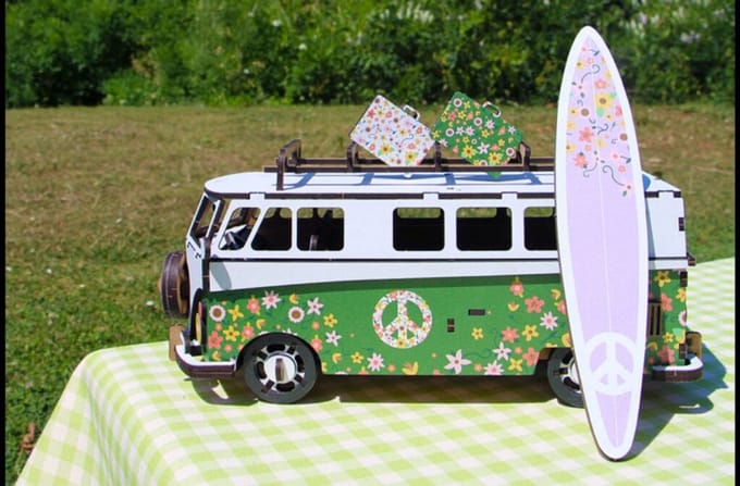 Houten Volkswagen T1 modelbouw - Groen - Doe het zelf bouwpakket -