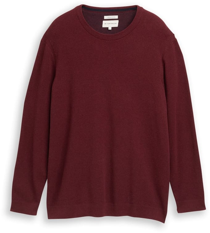 Tom Tailor - Plus Size - Gebreide trui van katoen - Maat 2XL - bordeaux melange