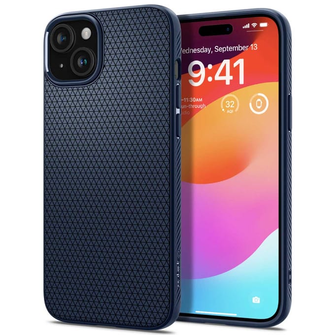 Spigen Liquid Air Hoesje voor de Apple iPhone 15 - Back Cover Flexibel TPU Blauw