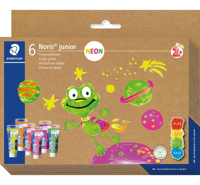 STAEDTLER - Noris junior - vingerverf - Set met 6 fluokleuren