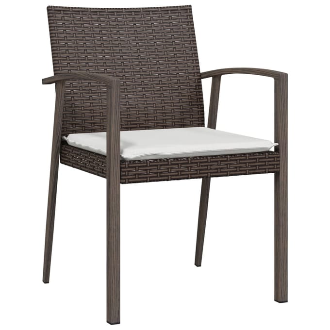 vidaXL - Tuinstoelen - 2 - st - met - kussens - 56,5x57x83 - cm - poly - rattan - bruin