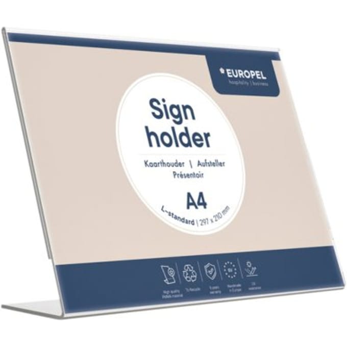 Kaarthouder Europel Liggend - L-standaard - A4 - 29,7 x 21 cm - Transparant