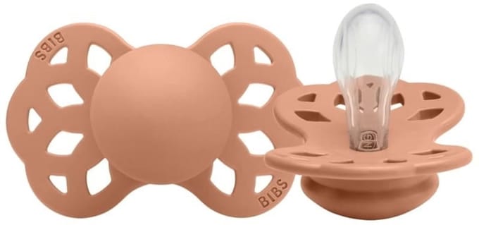 BIBS Infinity Serie - Symmetrische Siliconen Fopspeen - Peach - Maat S