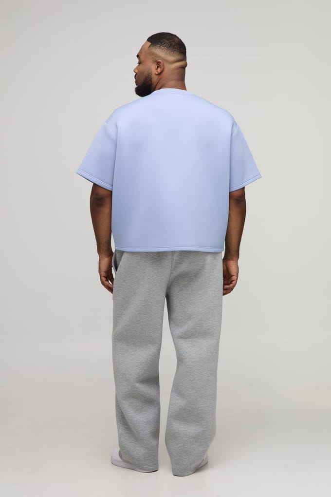 Plus Oversized Boxy Bonded Scuba T-Shirt | Dusty Blue | Size 2XL
