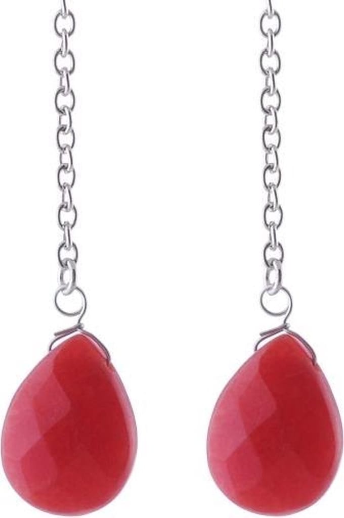 Behave - Lange oorbellen dames natuursteen rood - boho feeststijl