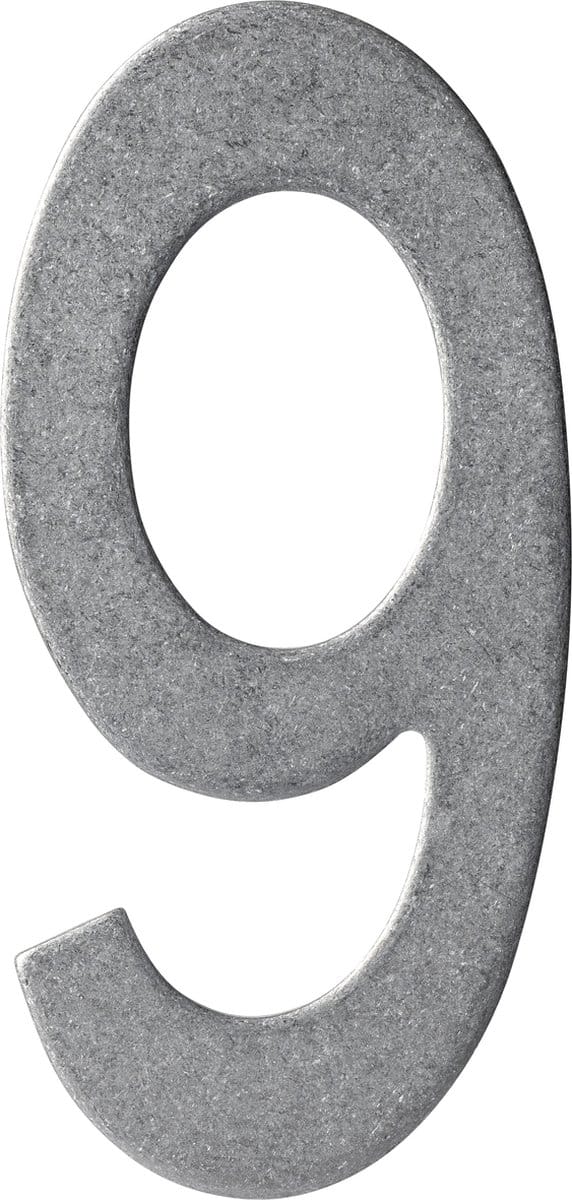 Intersteel Huisnummer 9 150mm rvs getrommeld