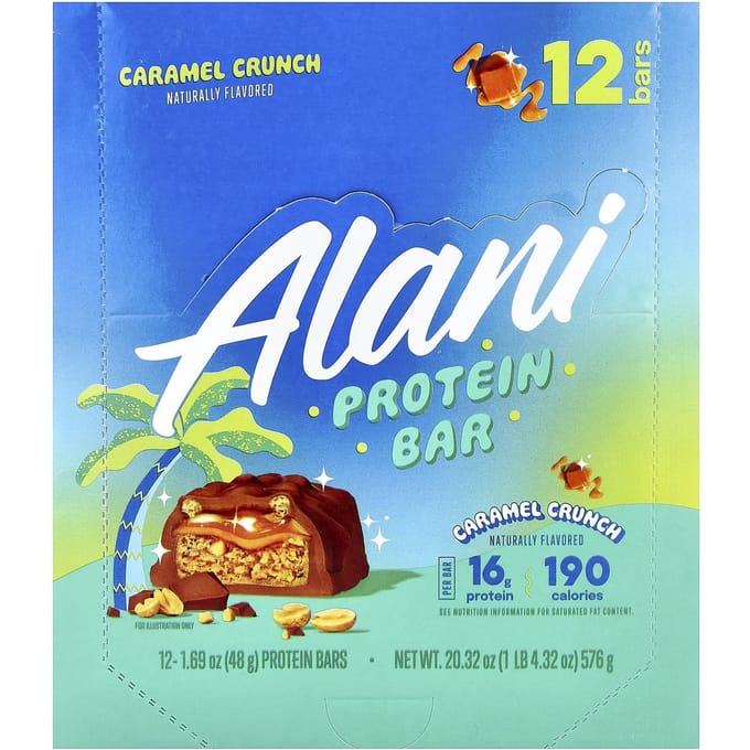 Alani Nu Eiwitreep, Caramel Crunch, 12 Repen, 48g (1,69 oz) Elk