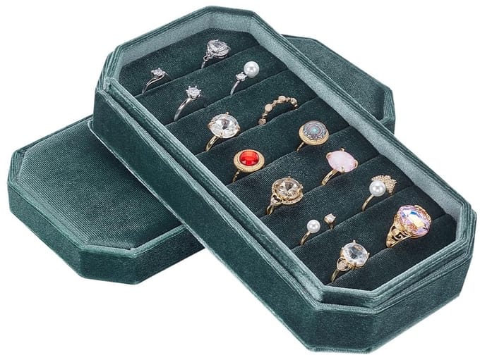 Dailygoods - Fluwelen Ring Organizer Display Lade - Oorbellen en Sieraden Houder