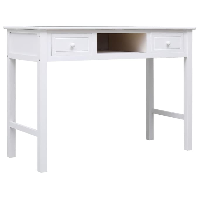 vidaXL - Bureau - 108x45x76 - cm - massief - paulowniahout - wit