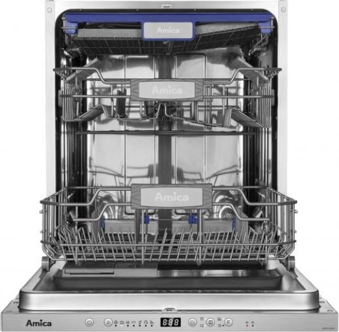 Amica - Inbouwvaatwasser ADF1423X - 14 Couverts - 8 programma's - A++ - Startuitstel 24 u - Halve Lading - Besteklade - SlideSystem