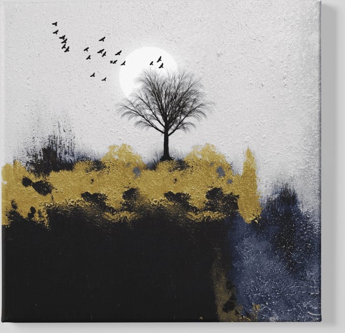 Vierkant Canvas Schilderij - Kunst - Stilte en Vrede - 100x100x2 cm