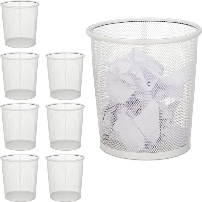 8x papiermand metaal - prullenmand - prullenbak - papierbak - 8 L - afvalbak