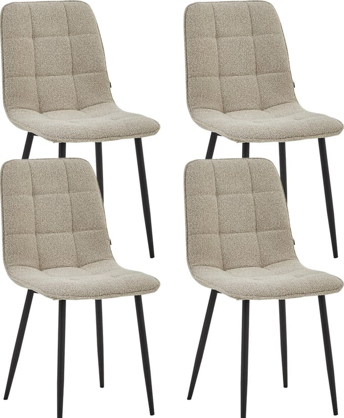 Colenis - Ela Eetkamerstoel - Set Van 4 - Beige - Bouclé - Design