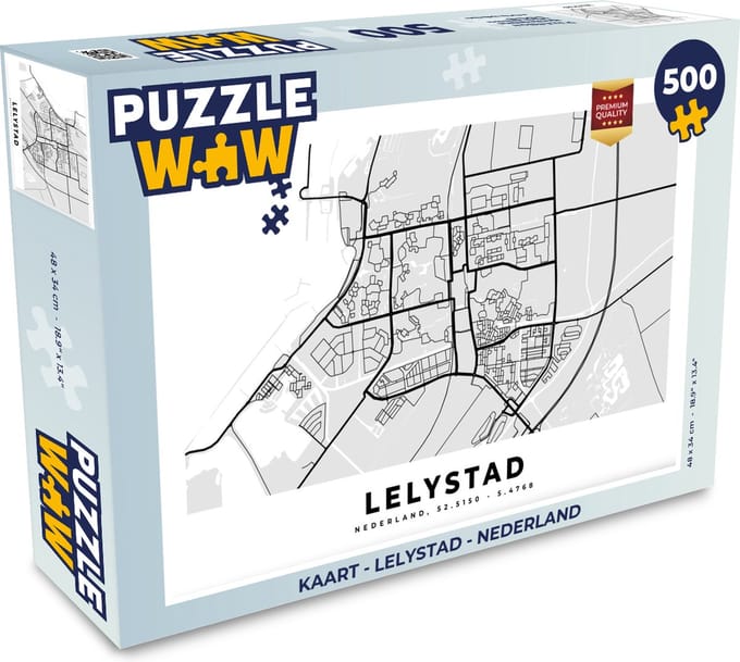 Puzzel Kaart - Lelystad - Nederland - Legpuzzel - Puzzel 500 stukjes