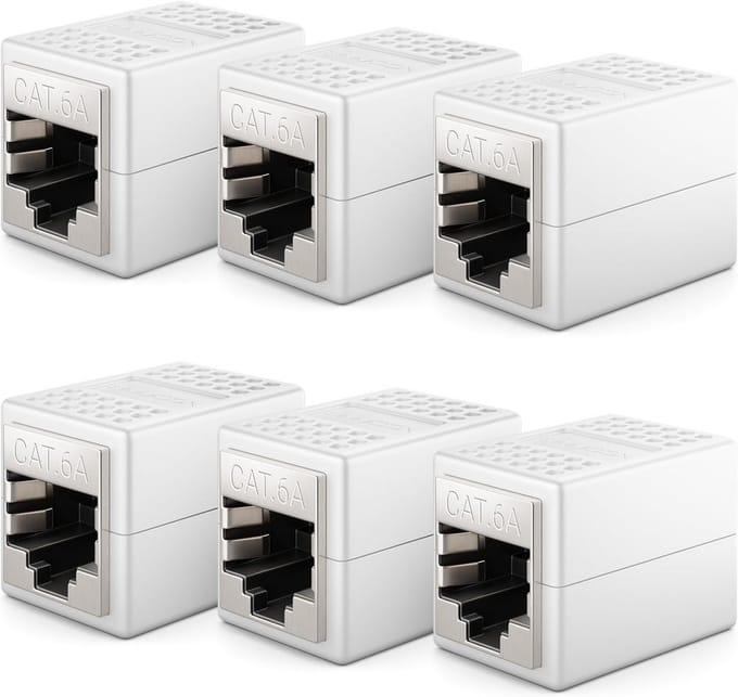 6x RJ45 Netwerkkabel Verlengstuk (10 Gbit/s) LAN Adapter voor Cat8 t/m Cat5e Kabel